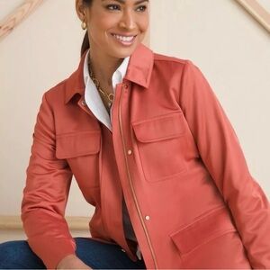 Chico's Desert Red Satin Utility Jacket Size L